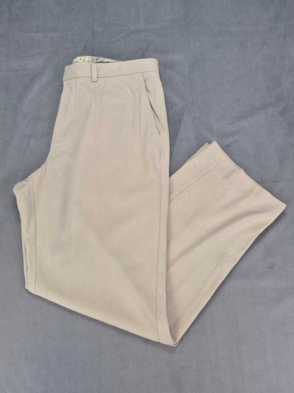 Tommy Bahama Silk Blend Flat Front Casual Dress Pants Khaki Mens 36x32